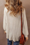 Waffle-Knit Half Button Round Neck Long Sleeve Top - Trendsi - Flyclothing LLC