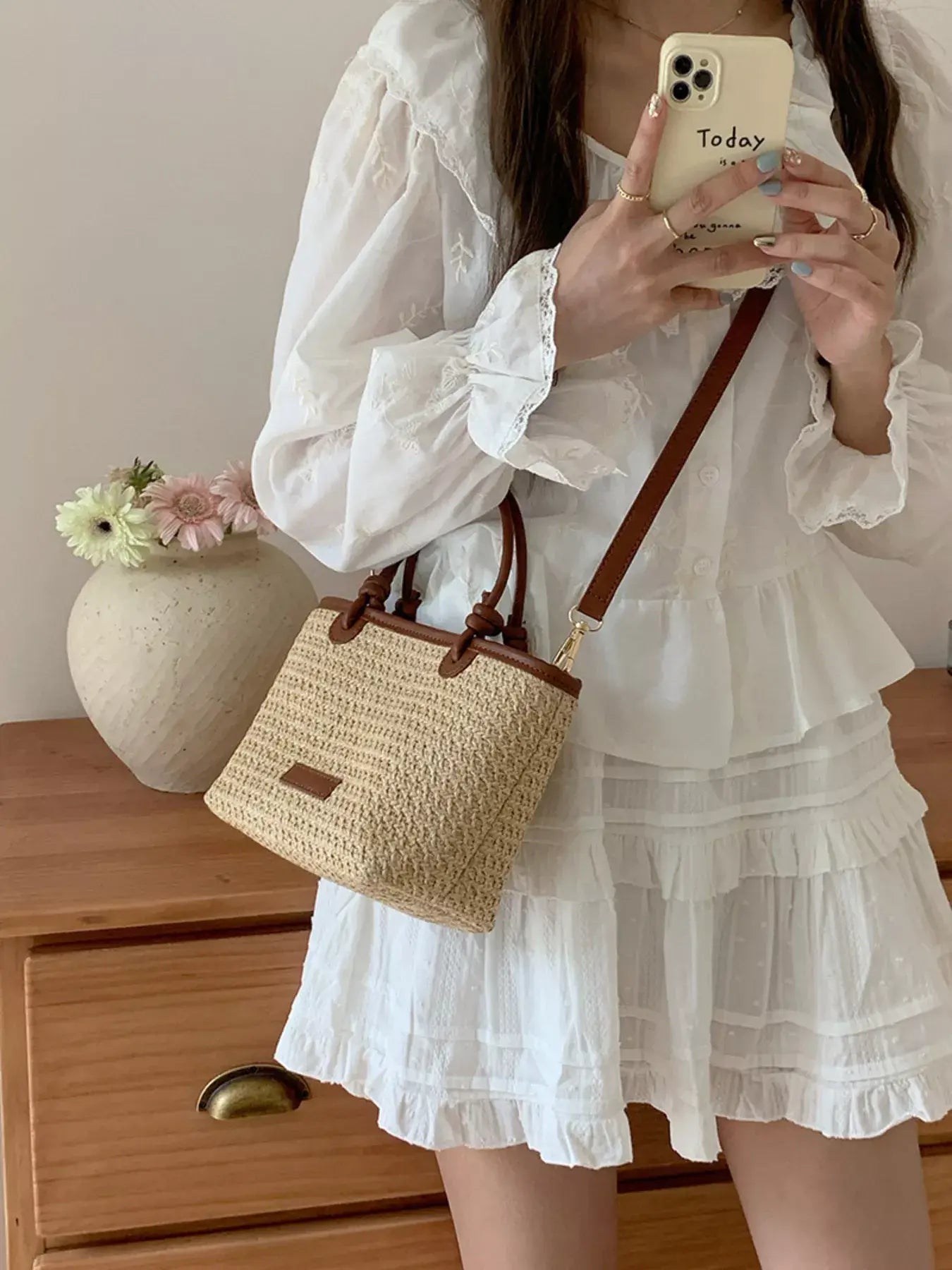 Straw Woven Crossbody Bag - Trendsi - Flyclothing LLC
