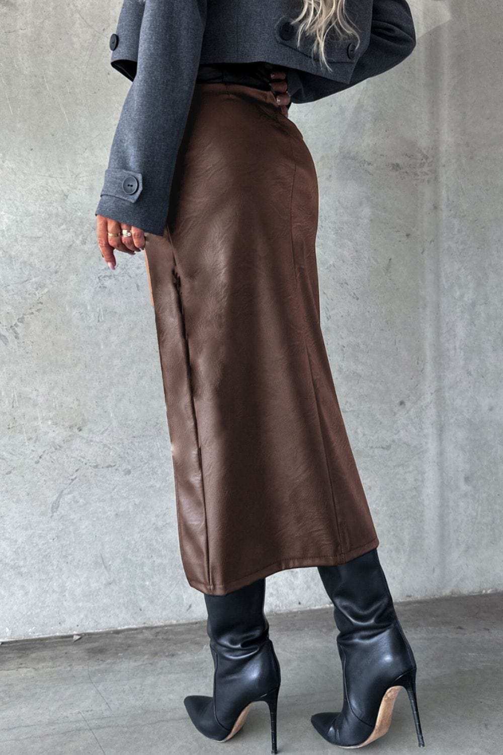Slit Midi Skirt with Pockets - Trendsi - Flyclothing LLC