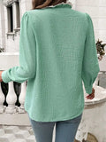 Lace Detail Ruffled Round Neck Long Sleeve Shirt - Trendsi - Flyclothing LLC