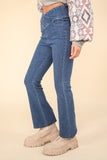 VERY J Washed Denim Stretchy Crossover Waist Leggings - Trendsi