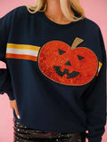 Halloween Sequin Round Neck Sweatshirt - Trendsi - Flyclothing LLC