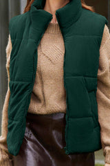 Zip Up Turtleneck Vest Coat - Trendsi - Flyclothing LLC