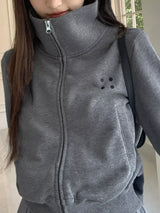 Casual Zip-Up Cropped Outerwear - Trendsi - Flyclothing LLC