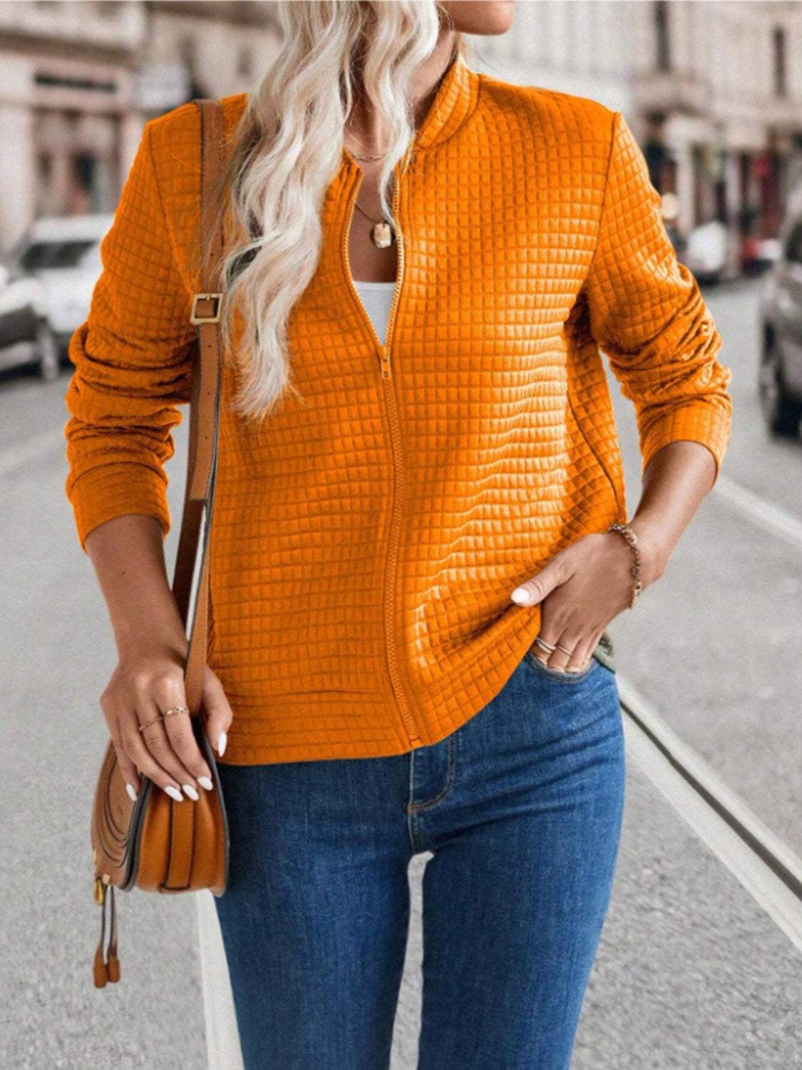 Zip Up Long Sleeve Jacket - Trendsi - Flyclothing LLC