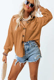 Waffle-Knit Collared Neck Long Sleeve Shirt - Trendsi - Flyclothing LLC