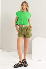 HYFVE Drawstring Hem Crop Top - Trendsi - Flyclothing LLC