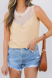 Mesh Patchwork Crew Neck Tank - Trendsi