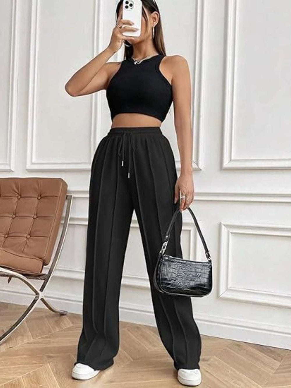 Drawstring Wide Leg Pants with Pockets - Trendsi - Flyclothing LLC