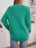 Decorative Button Round Neck Raglan Sleeve Sweater - Trendsi