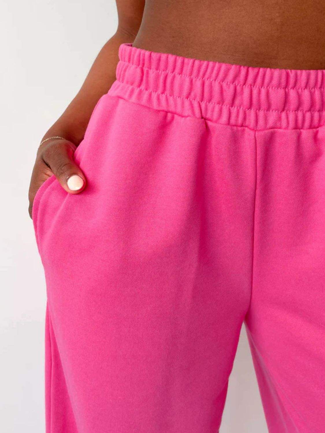 Elastic Waist Wide Leg Pants - Trendsi - Flyclothing LLC