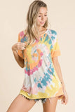 BiBi Tie Dye Print Short Sleeve T-Shirt with Raglan Sleeves - Trendsi - Flyclothing LLC