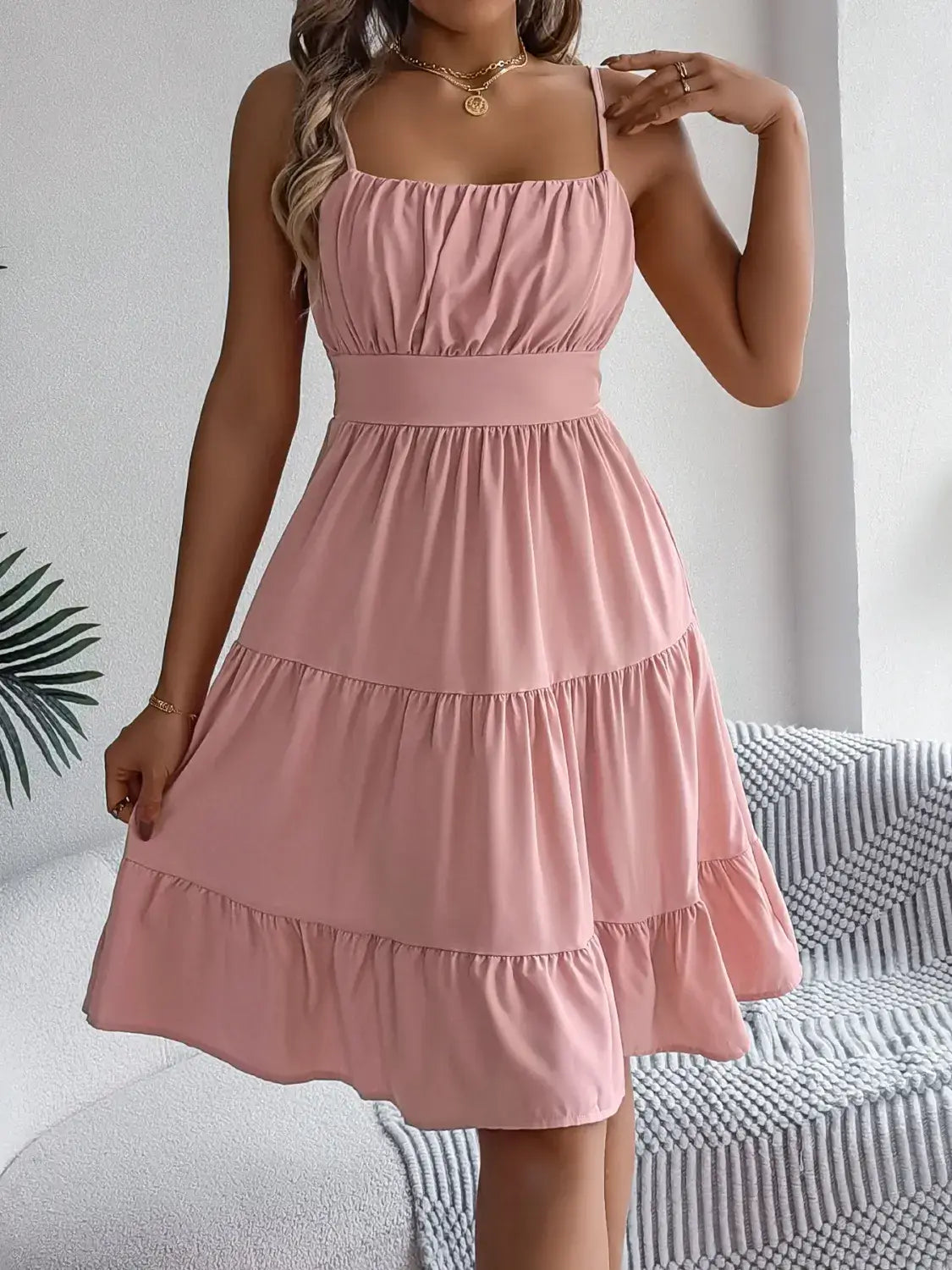 Smocked Back Tiered Cami Dress - Trendsi - Flyclothing LLC