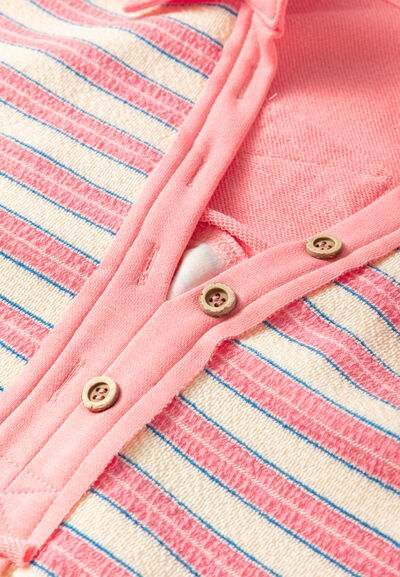 Striped Johnny Collar Long Sleeve Sweatshirt - Trendsi - Flyclothing LLC