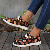 Halloween Pumpkin Print Round Toe Sneakers - Trendsi - Flyclothing LLC