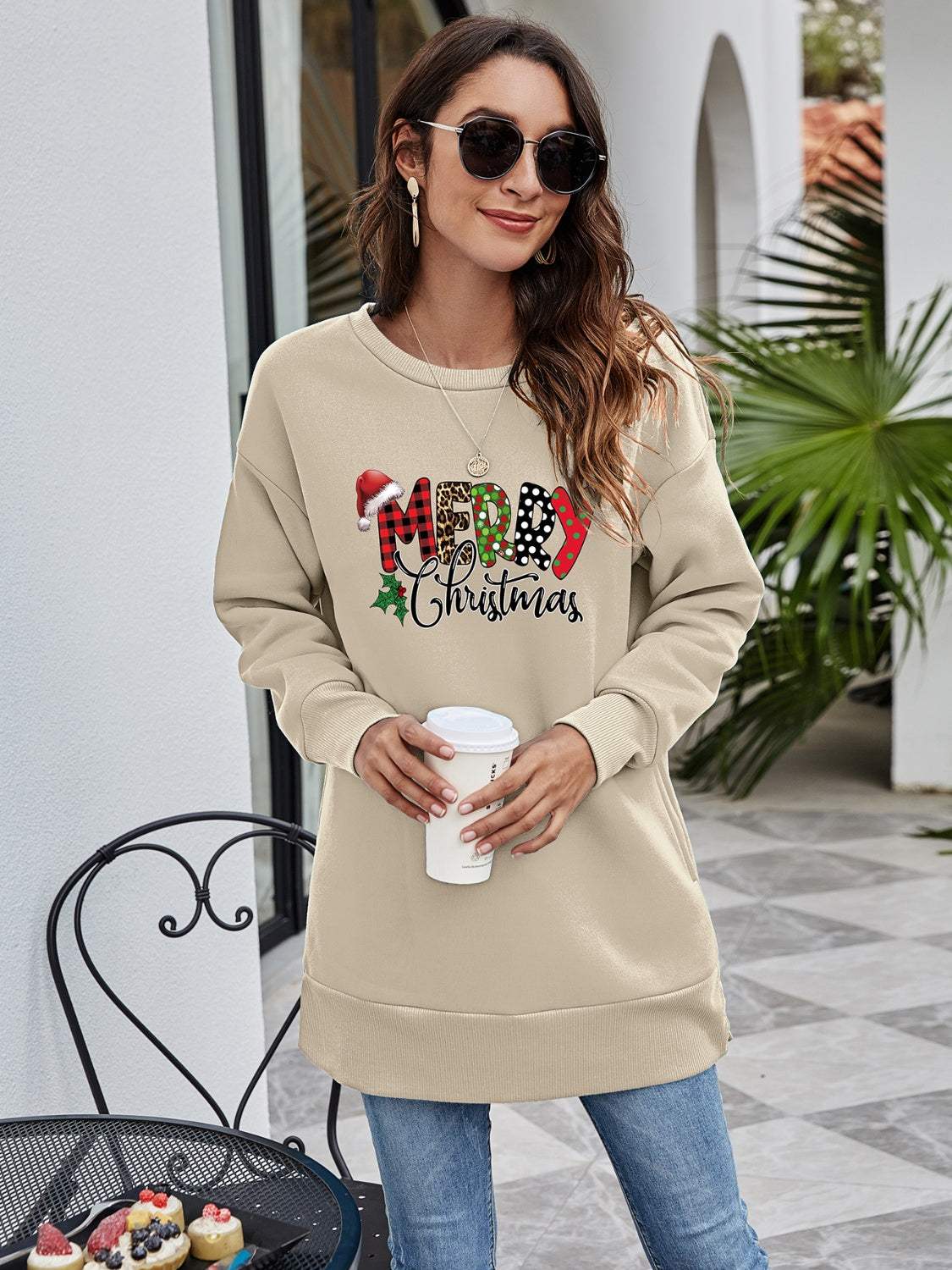 MERRY CHRISTMAS Graphic Sweatshirt - Trendsi - Flyclothing LLC