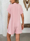 Button Detail Collared Neck Short Sleeve Romper - Trendsi - Flyclothing LLC