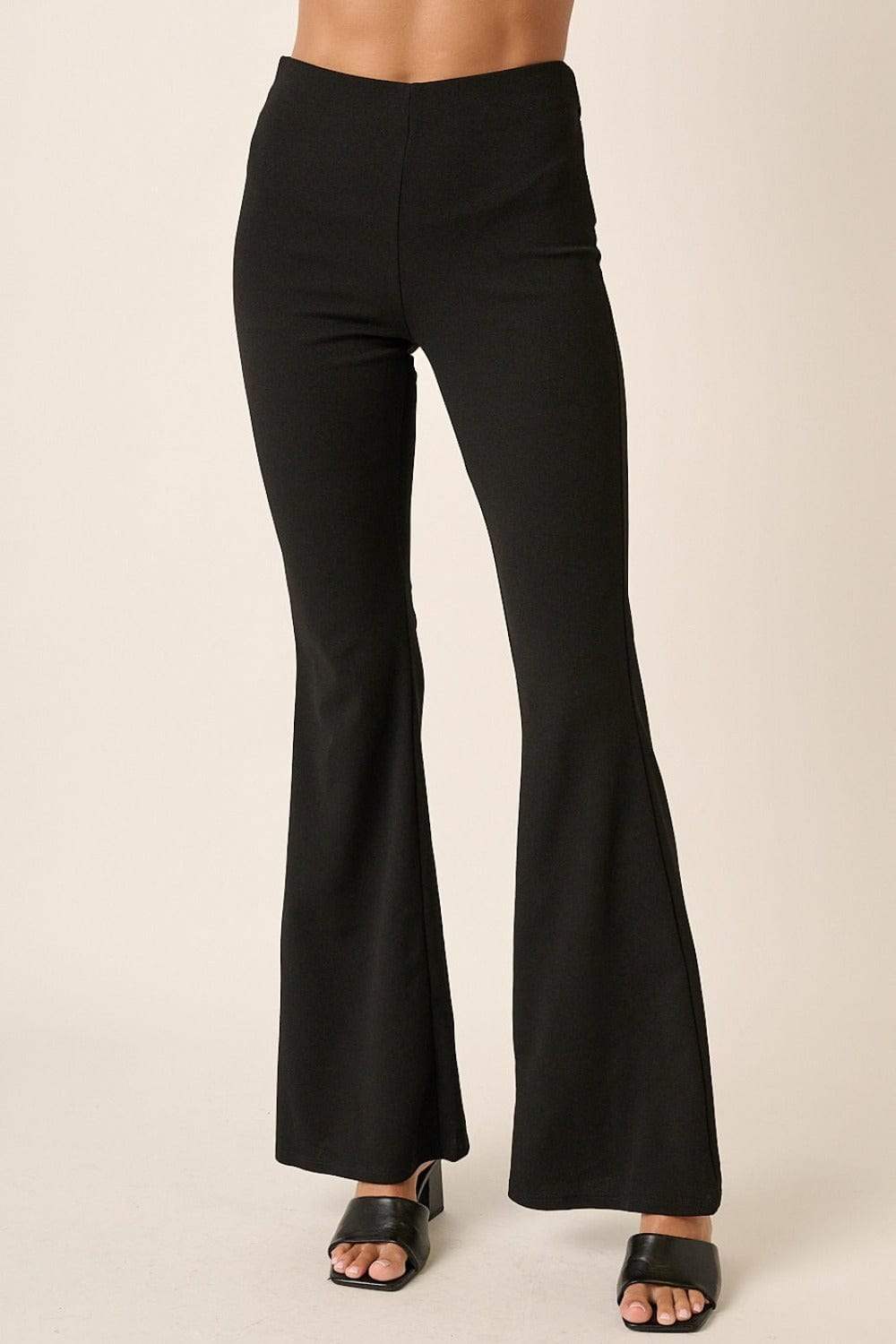 Mittoshop Crepe Knit Elastic Waist Flare Leg Pants - Trendsi - Flyclothing LLC