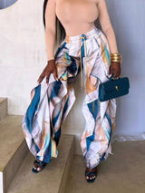 Printed Cargo Pants with Drawstring Waist - Trendsi - Flyclothing LLC