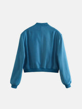 Pocketed Snap Down Baseball Collar Jacket - Trendsi - Flyclothing LLC