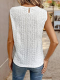 Lace Eyelet Sleeveless Top - Trendsi