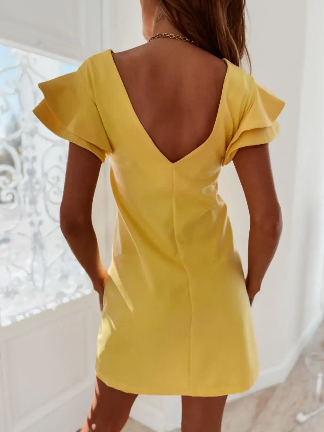 Ruffled Layered Short Sleeve Mini Dress - Trendsi - Flyclothing LLC