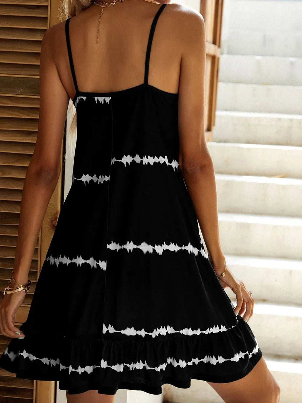 Contrast Printed Scoop Neck Mini Cami Dress - Trendsi - Flyclothing LLC