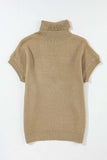 Solid Color Turtleneck Short Sleeve Sweater - Trendsi - Flyclothing LLC