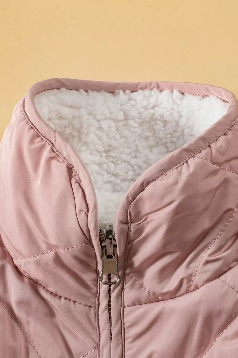 Quilted Sherpa-Lined Vest Coat - Trendsi - Flyclothing LLC