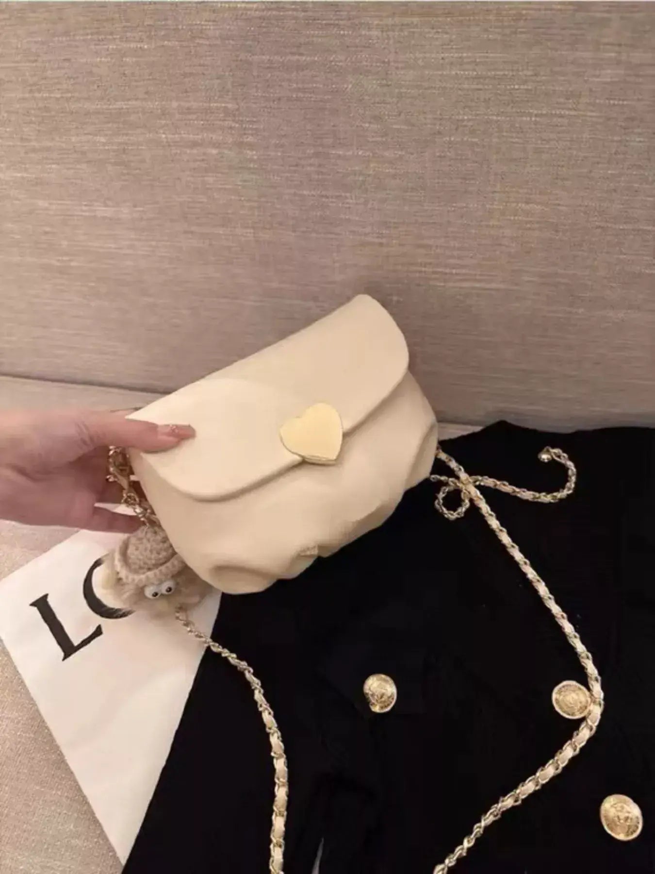 Heart Buckle Chain Crossbody Bag - Trendsi - Flyclothing LLC