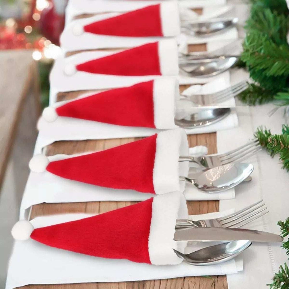 Christmas Santa Hat Cutlery Holders Decorative Table Setting - Trendsi - Flyclothing LLC