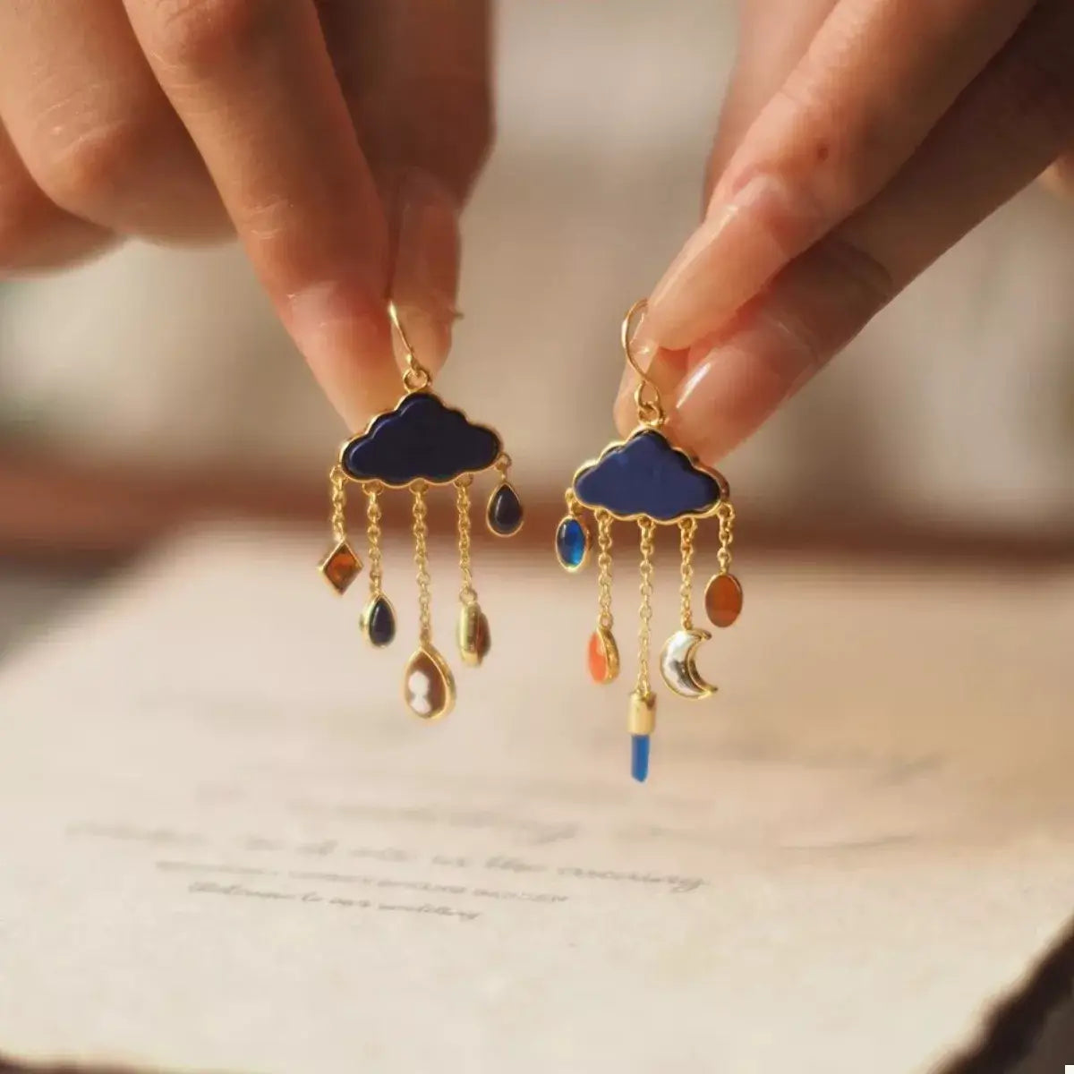 Cloud Dangle Earrings with Colorful Charms - Trendsi - Flyclothing LLC