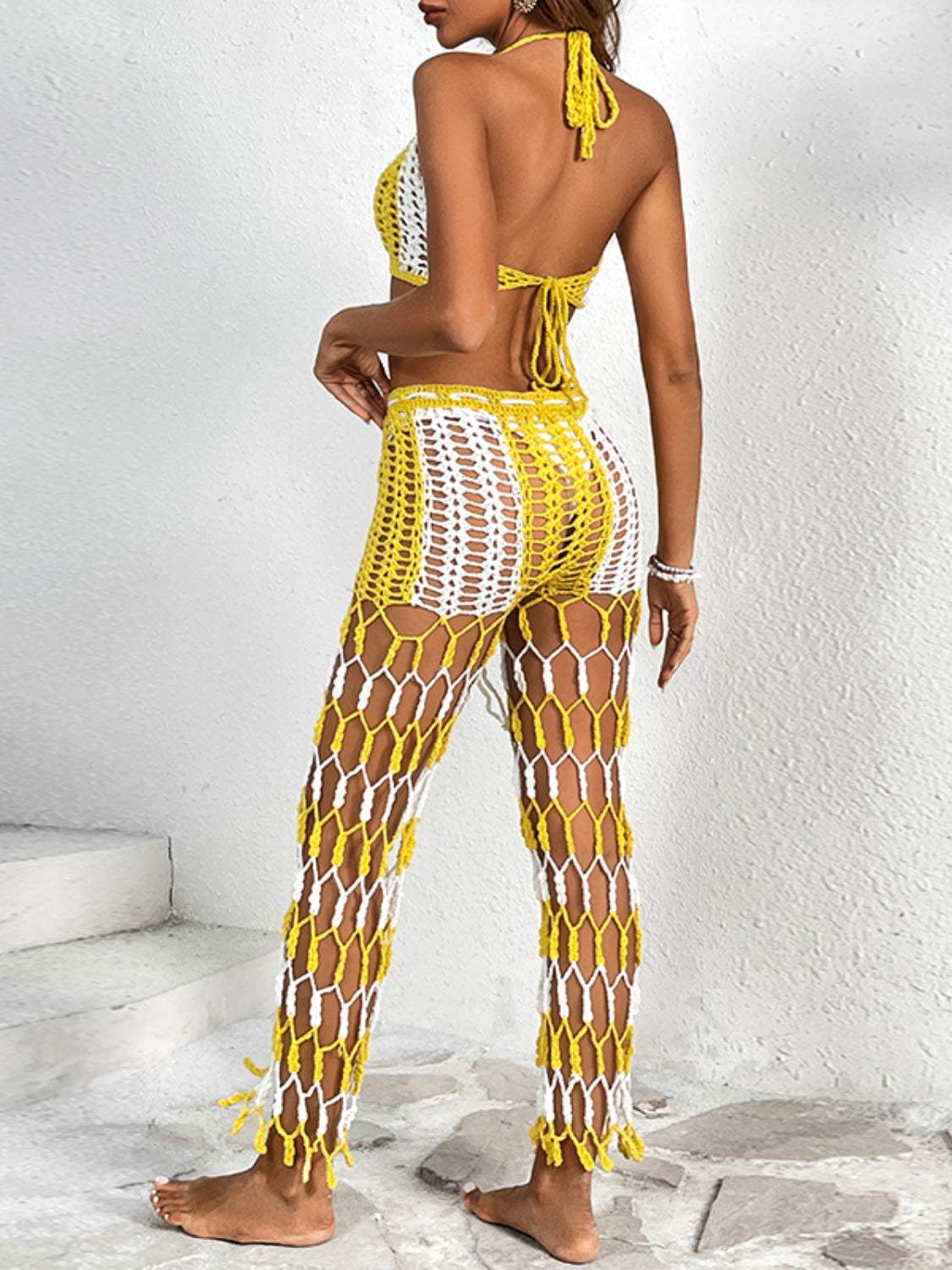 Cutout Halter Neck Top and Pants Two-Piece Swim Set - Trendsi - Flyclothing LLC