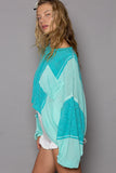 POL Round Neck Contrast High-Low Top - Trendsi