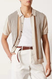 Men's Plus Size Striped Button Up Short Sleeve Shirt - Trendsi