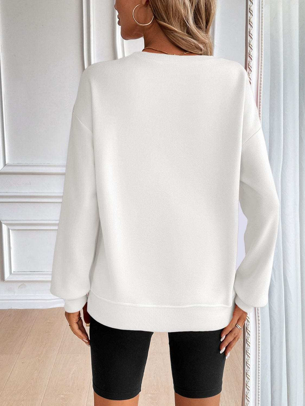 Ivy Lane Round Neck Long Sleeve Sweatshirt - Trendsi - Flyclothing LLC
