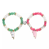 2 Piece Beaded Cat Charm Bracelet - Trendsi - Flyclothing LLC