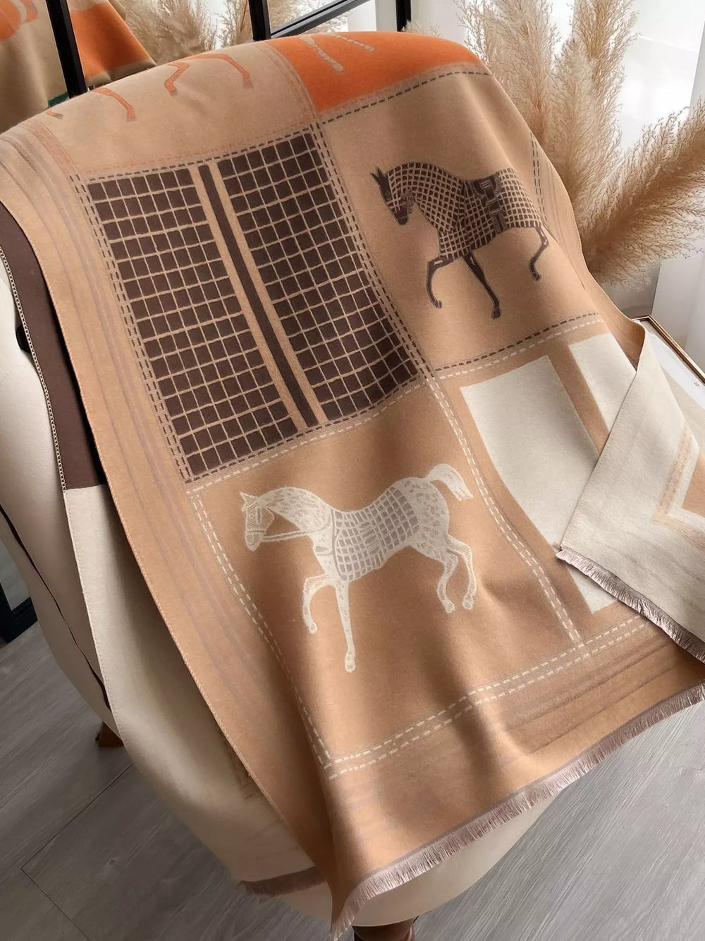 Equestrian Print Warm Scarf - Trendsi - Flyclothing LLC