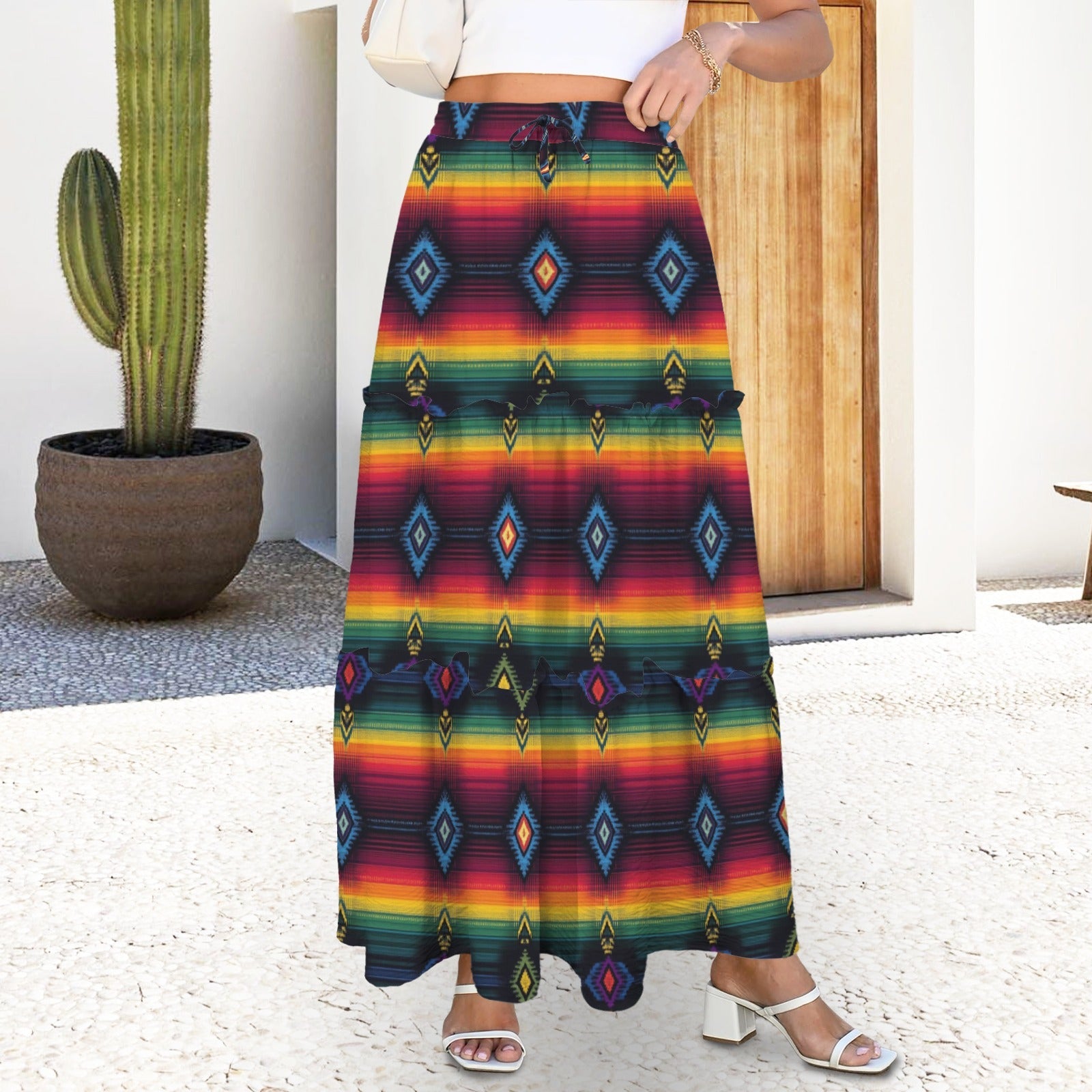 Baha Ranch Colores De Mexico Serape Maxi Prairie Skirt