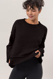 HYFVE Round Neck Dropped Shoulder Ribbed Sweater - Trendsi