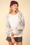 VERY J Printed Long Sleeve Round Neck Knit Top - Trendsi
