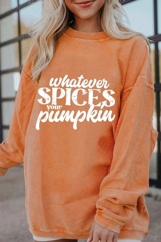 Letter Graphic Round Neck Long Sleeve Oversize Sweatshirt - Trendsi - Flyclothing LLC