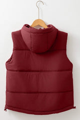 Drawstring Zip Up Hooded Vest Coat - Trendsi - Flyclothing LLC