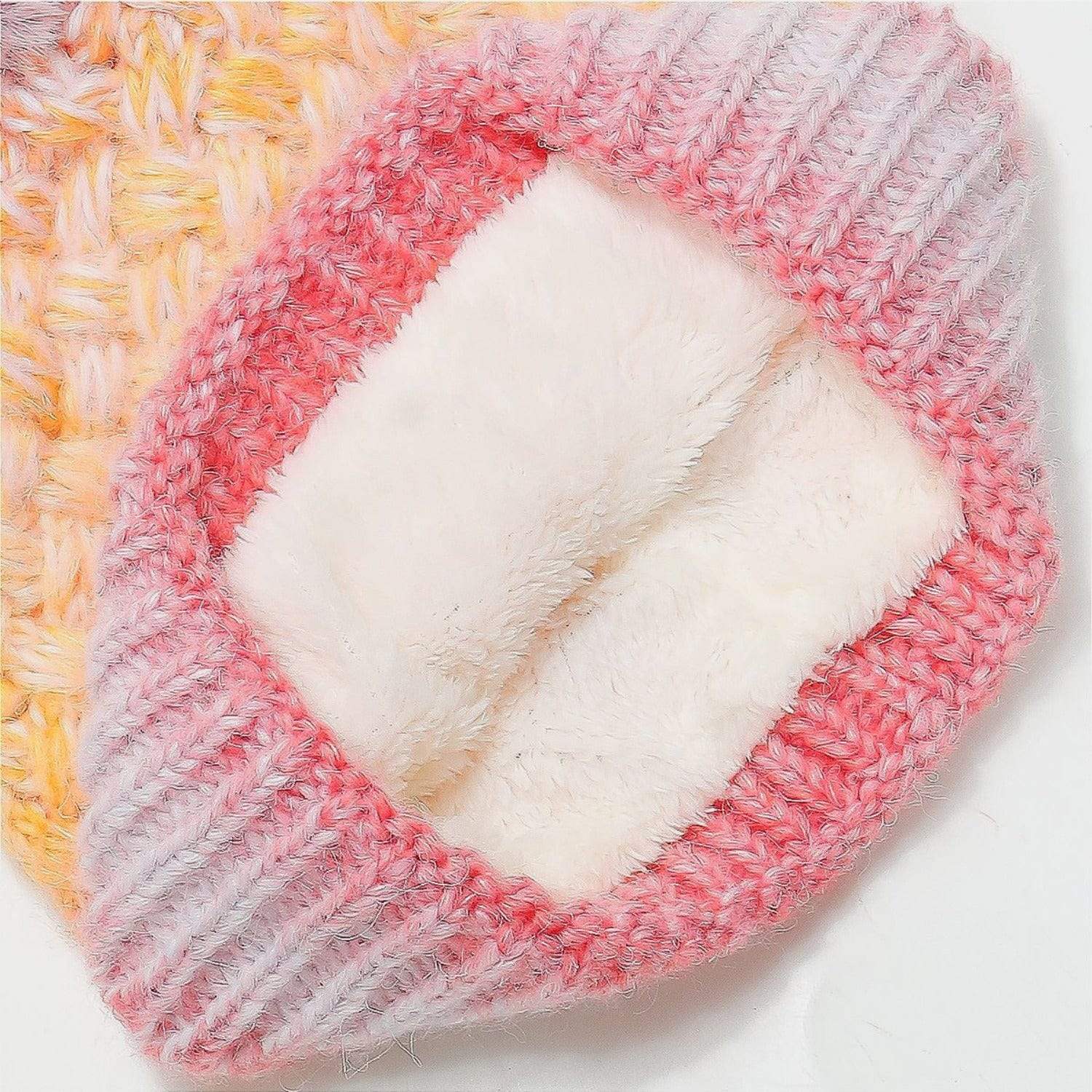 Gradient Knit Hat with Pompom - Trendsi - Flyclothing LLC