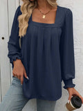 Square Neck Long Sleeve Top - Trendsi - Flyclothing LLC