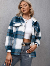 Ivy Lane Plaid Long Sleeve Shirt Jacket - Trendsi - Flyclothing LLC