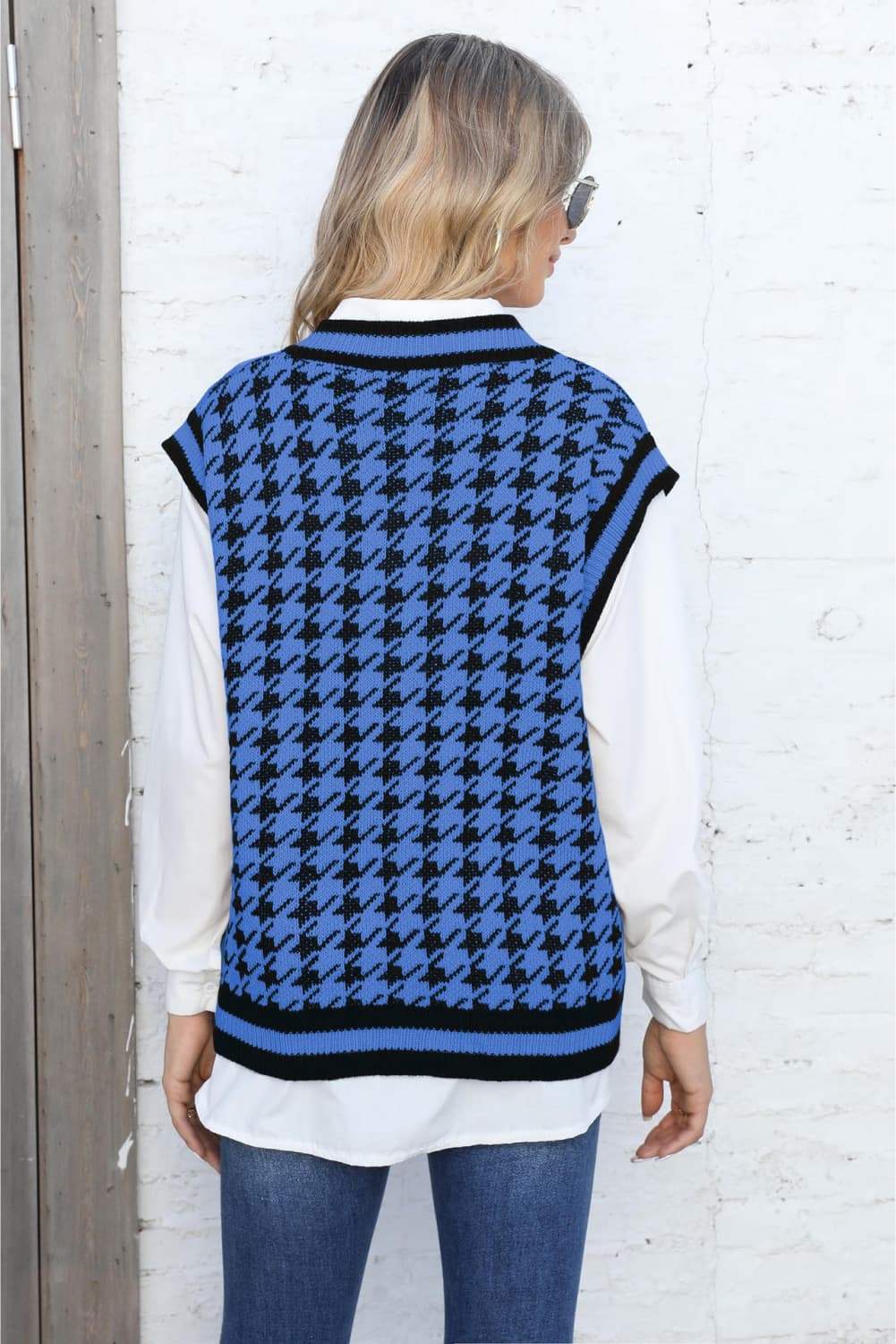 Ribbed V-Neck Sleeveless Sweater - Trendsi - Flyclothing LLC