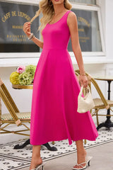 Side Slit Scoop Neck Wide Strap Dress - Trendsi - Flyclothing LLC
