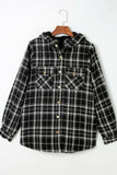 Plaid Button Up Long Sleeve Hooded Jacket - Trendsi - Flyclothing LLC