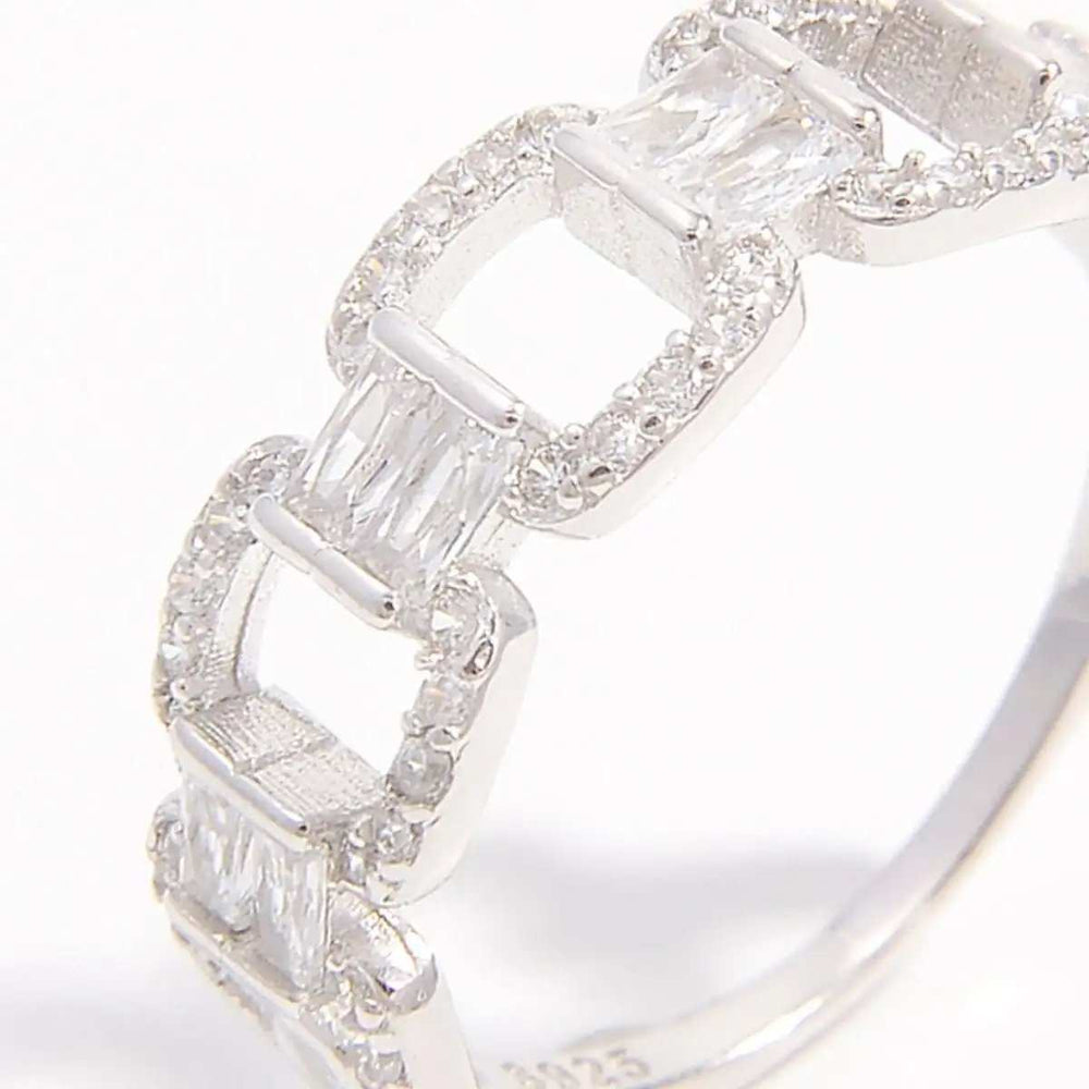 925 Sterling Silver Zircon Cutout Ring - Trendsi - Flyclothing LLC